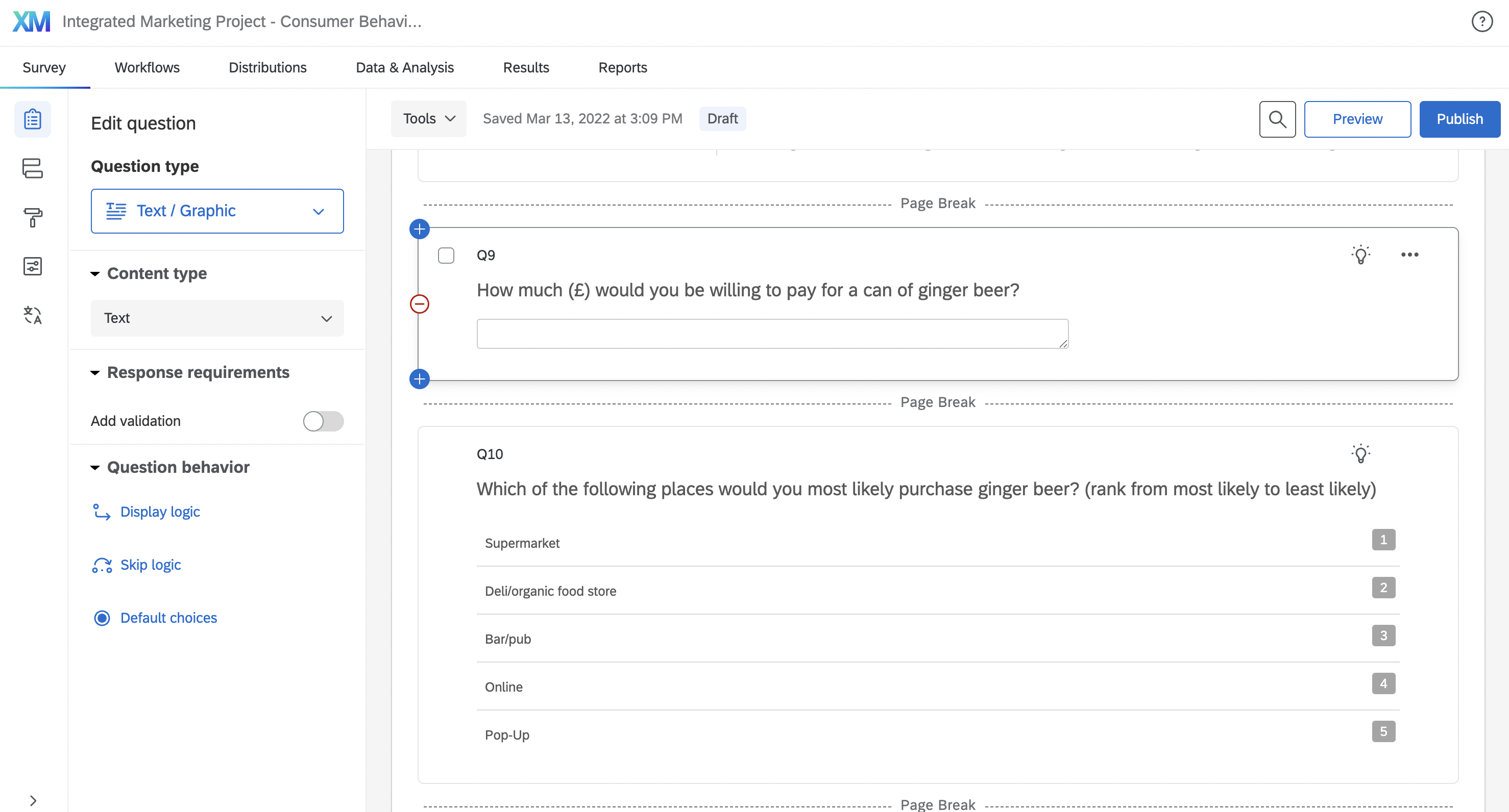 Qualtric's creating survey interference
